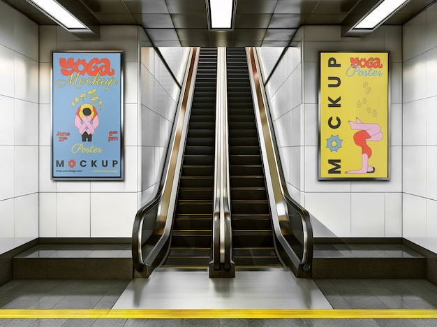 Modèle d'affiche d'escalier mécanique