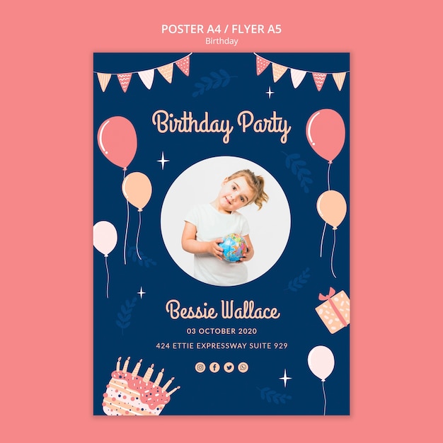 PSD modèle d'affiche de fête d'anniversaire