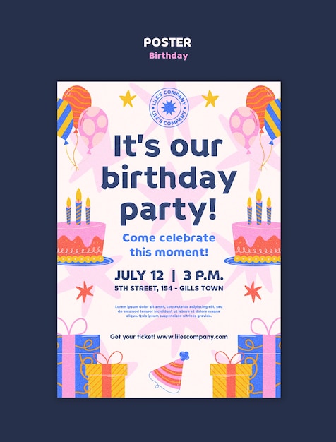 Modèle d'affiche de fête d'anniversaire