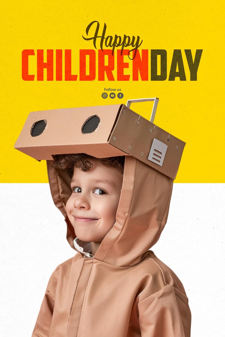 PSD modèle d'affiche de la fête des enfants avec une illustration de fond de petits enfants jouant au png