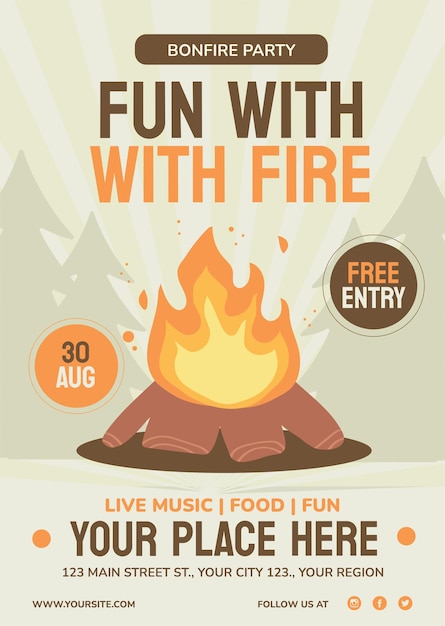 Modèle d'affiche de feu de joie