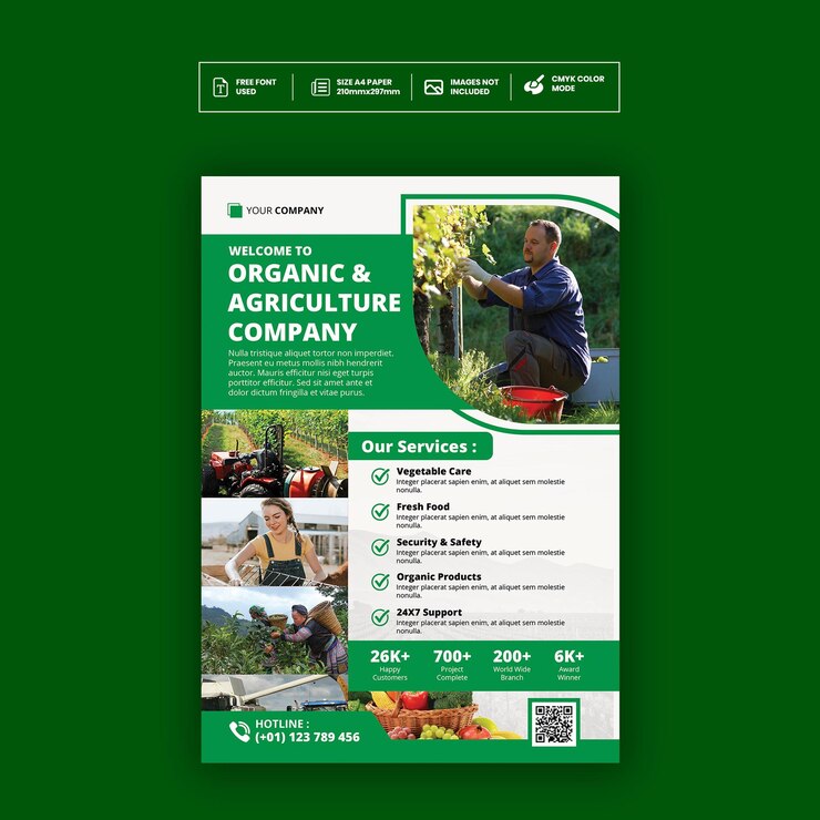 PSD modèle d'affiche de flyer de marché fermier