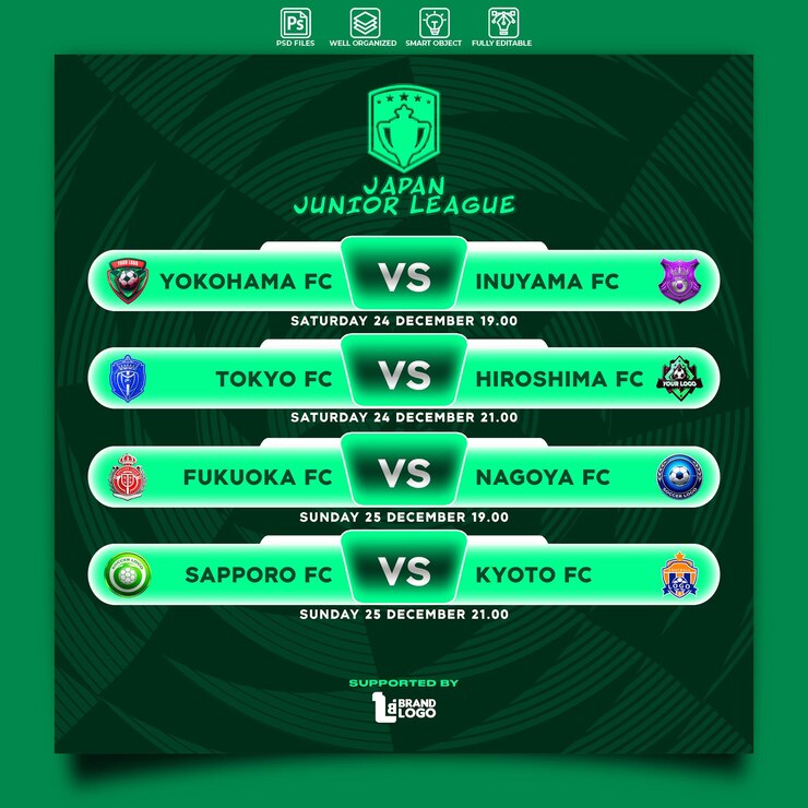 PSD modèle d'affiche de l'horaire de la ligue de football