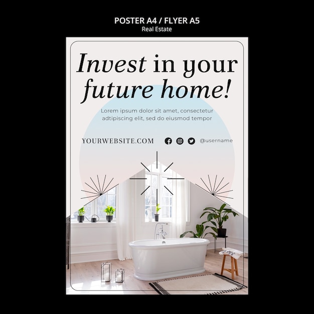 Modèle d'affiche immobilier dégradé