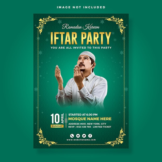 PSD modèle d'affiche d'invitation à la fête du ramadan iftar