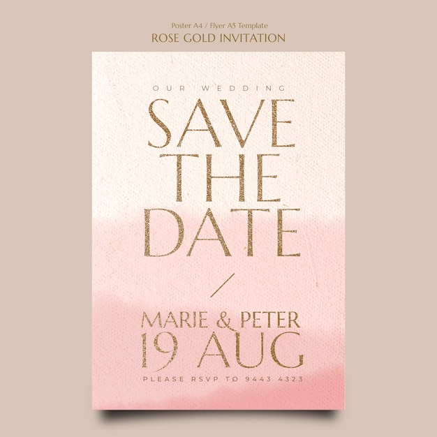 Modèle d'affiche d'invitation en or rose