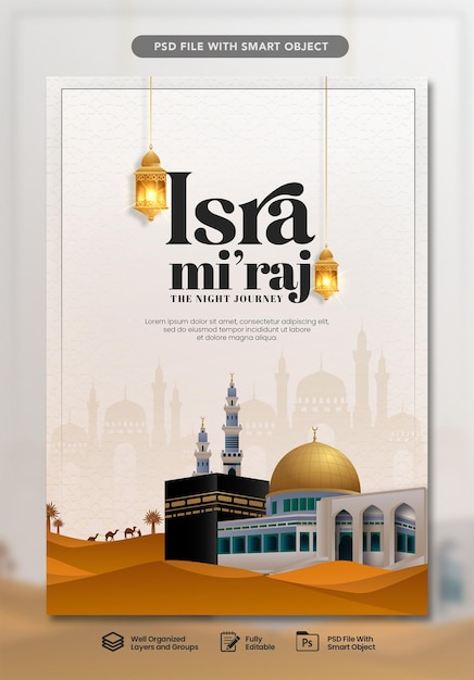 Modèle d'affiche Isra Miraj