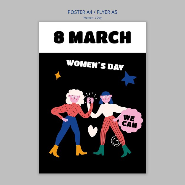 PSD modèle d'affiche de la journée des femmes design plat