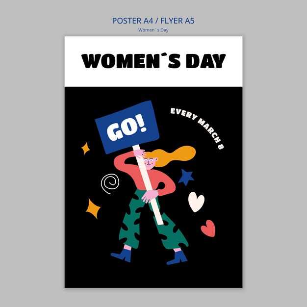 PSD modèle d'affiche de la journée des femmes design plat