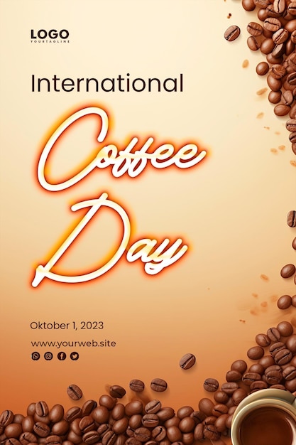 PSD modèle d'affiche de la journée internationale du café