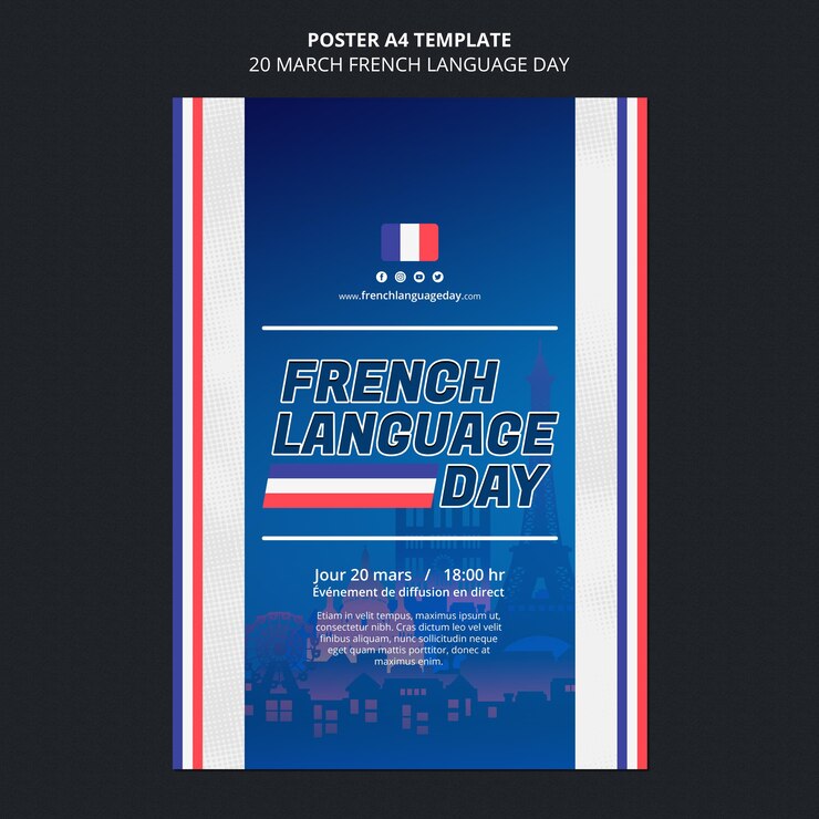 PSD modèle d'affiche de la journée de la langue française