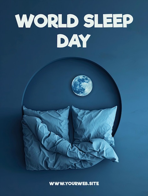 PSD modèle d'affiche de la journée mondiale du sommeil et message social des médias.