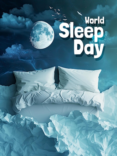 PSD modèle d'affiche de la journée mondiale du sommeil et modèle de médias sociaux de la journée du sommeil
