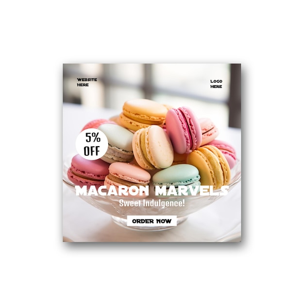 PSD modèle d'affiche de macarons