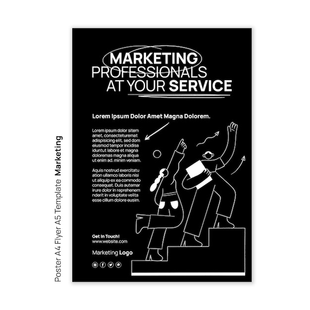 Modèle d'affiche marketing dessiné à la main