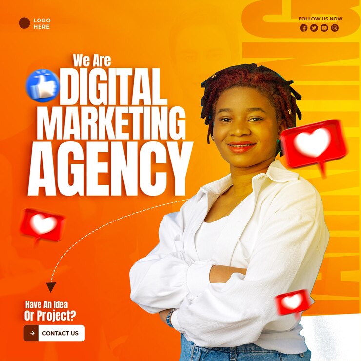PSD modèle d'affiche de marketing numérique pour les médias sociaux d'entreprise