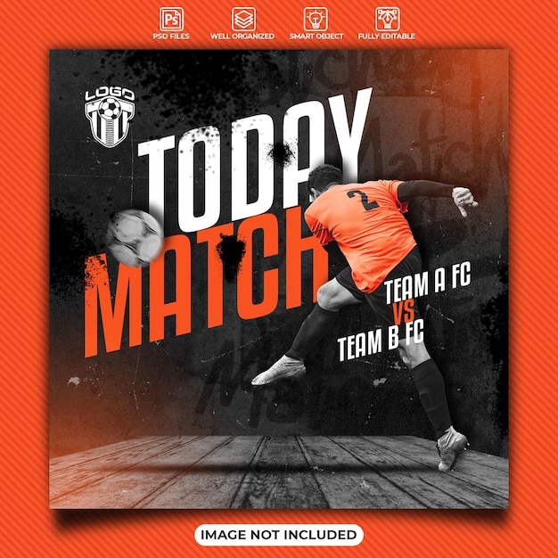 Modèle d'affiche de médias sociaux de football de match d'aujourd'hui