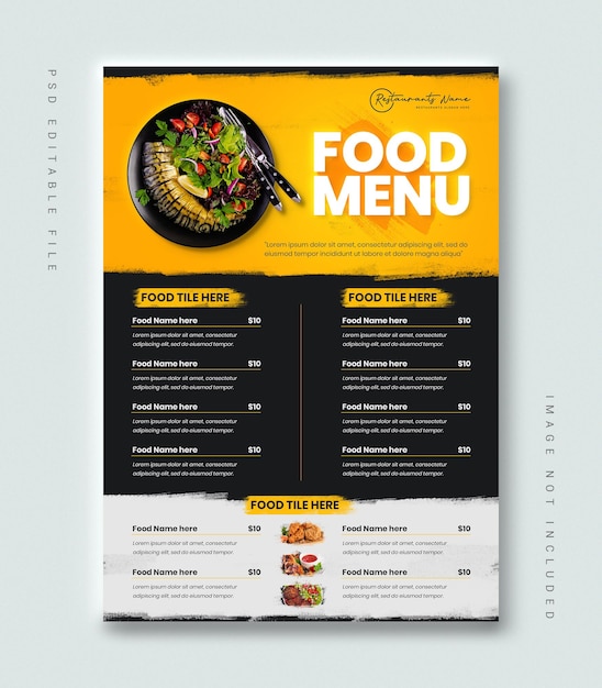 PSD modèle d'affiche de menu de restaurants