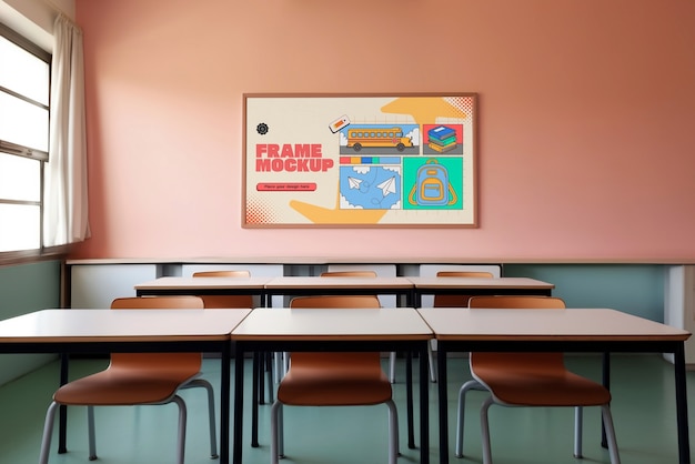 PSD modèle d'affiche sur le mur de la salle de classe