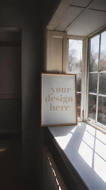 Modèle d'affiche, œuvre d'art encadrée, modèle de cadre de vitrine, rendu intérieur