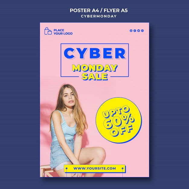 Modèle D'affiche Pour Les Achats Du Cyber Lundi