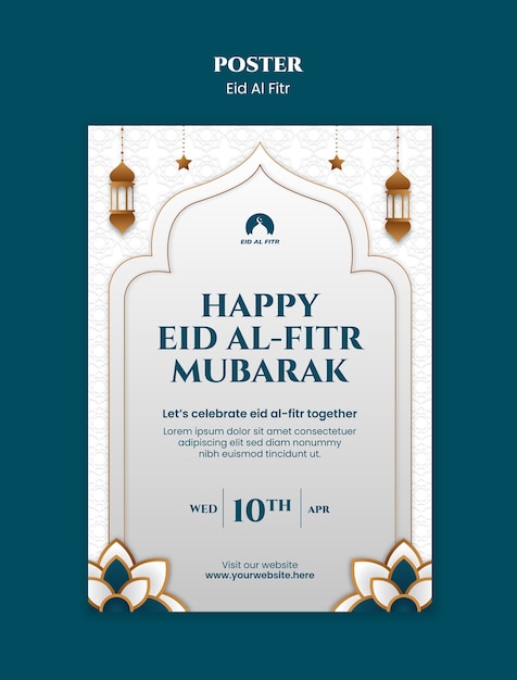 Modèle d'affiche pour la célébration de l'Aïd al-Fitr