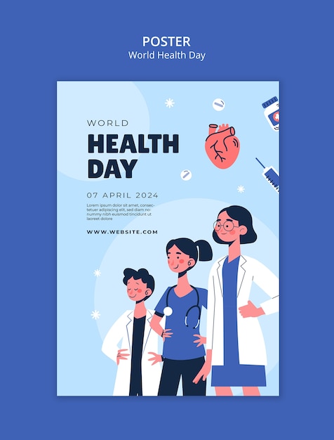 Modèle d'affiche pour la célébration de la Journée mondiale de la santé