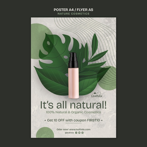 PSD modèle d'affiche pour les cosmétiques naturels