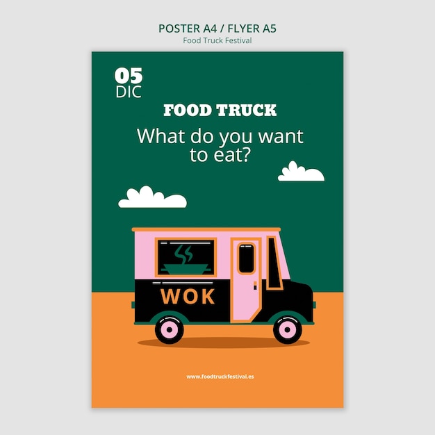 PSD modèle d'affiche pour le festival food truck
