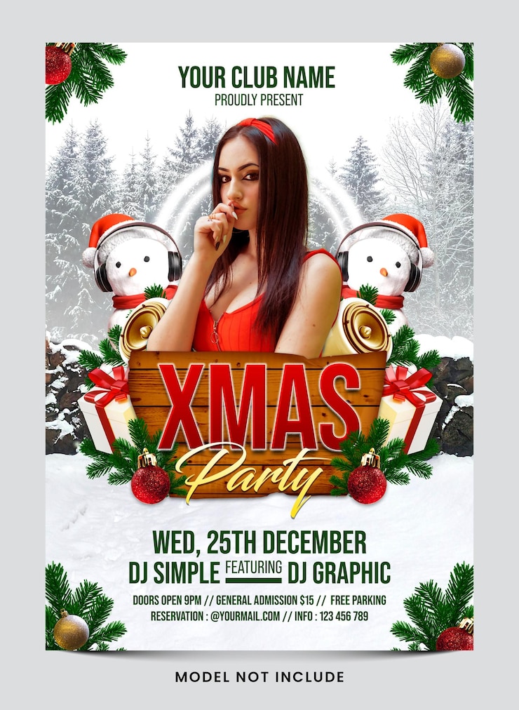 PSD un modèle d'affiche pour une fête de noël