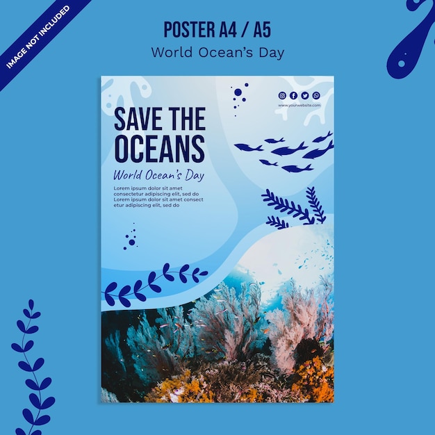Modèle d'affiche pour la journée mondiale des océans
