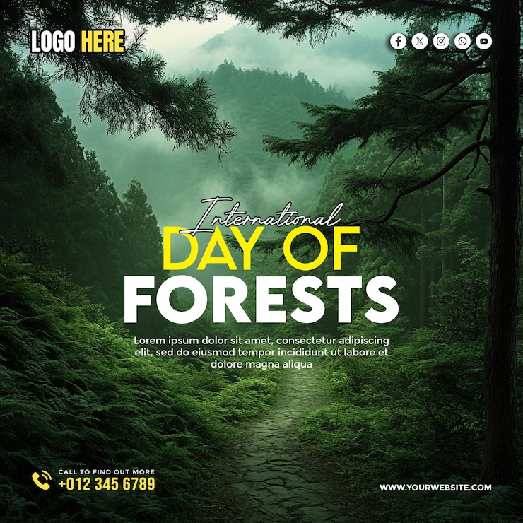 PSD modèle d'affiche pour les médias sociaux de la journée internationale des forêts