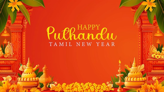 PSD modèle d'affiche pour le nouvel an tamil puthandu