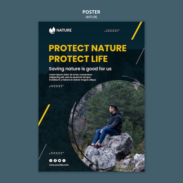 Modèle D'affiche Pour La Protection Et La Préservation De La Nature