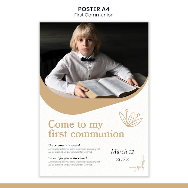 Modèle d'affiche de première communion