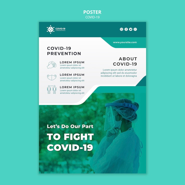 PSD modèle d'affiche de prévention des coronavirus