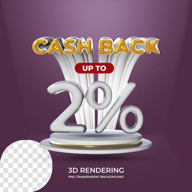 Modèle D'affiche De Promotion De Vente Cash Back 2 Pour Cent Rendu 3d