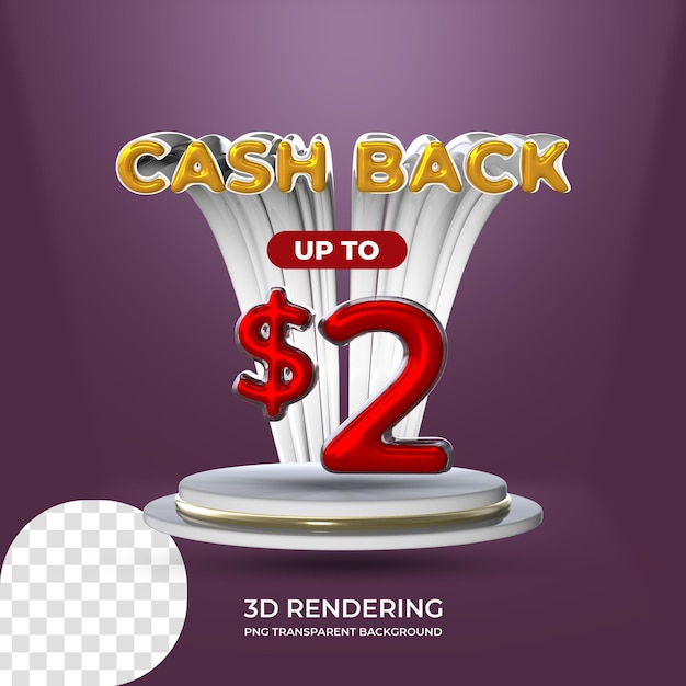 Modèle D'affiche De Promotion De Vente Remise En Argent De 2 Dollars Rendu 3d