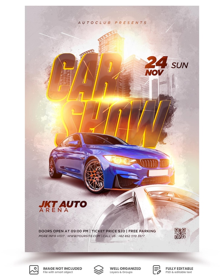 PSD modèle d'affiche de promotion de voiture publicitaire