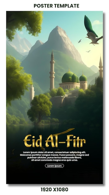 Modèle D'affiche Psd Eid Al Fitr Avec Thème Fantastique