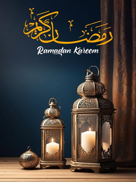 PSD modèle d'affiche psd ramadan kareem avec un fond photo ultra-réaliste