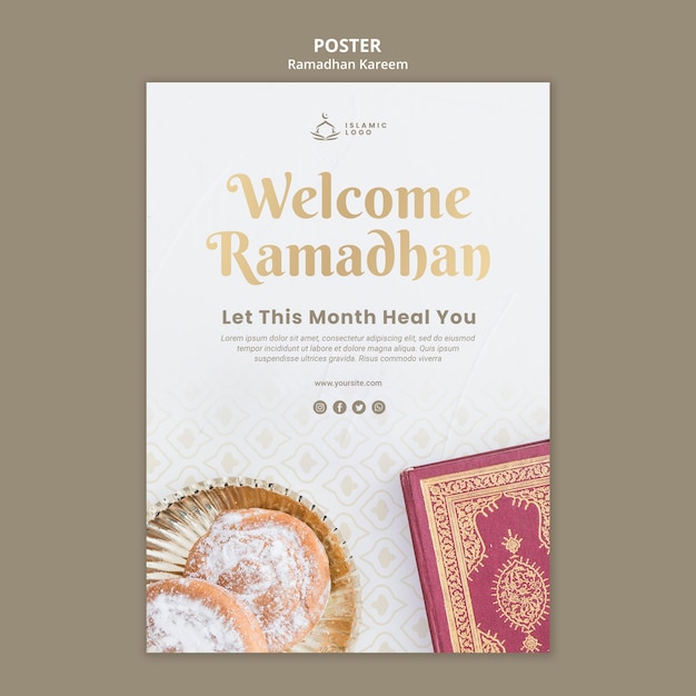 Modèle d'affiche de ramadan avec photo