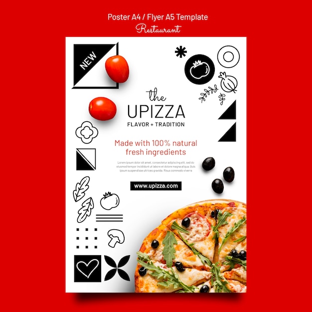 PSD modèle d'affiche de restaurant de pizza