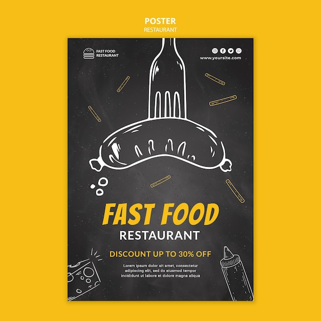 PSD modèle d'affiche de restaurant de restauration rapide