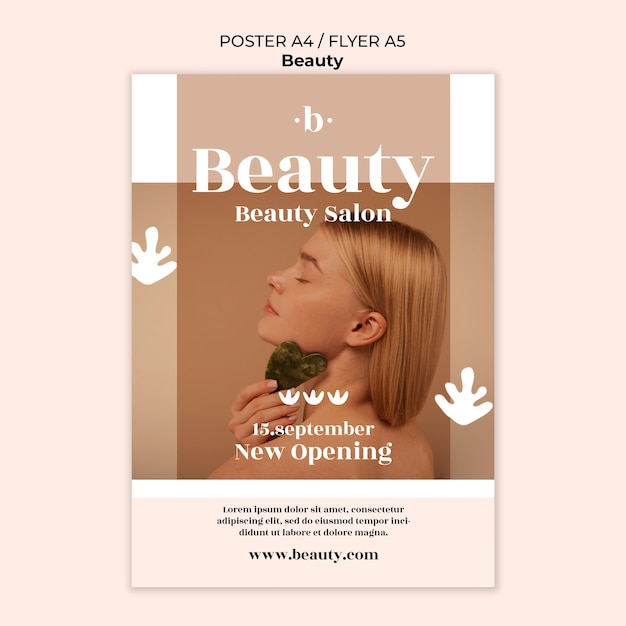 modèle d'affiche de salon de beauté à design plat