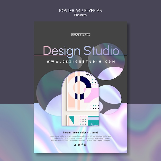 Modèle d'affiche de studio de design dégradé
