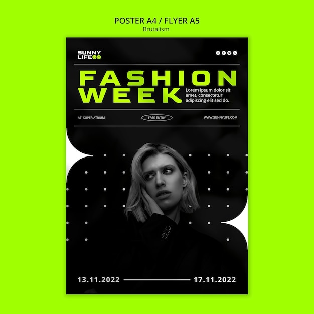 Modèle d'affiche de style brutalisme