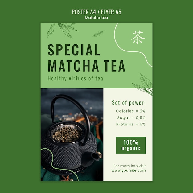 Modèle d'affiche de thé matcha