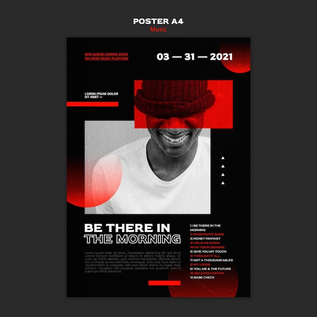 Modèle d'affiche de vente de billets de musique