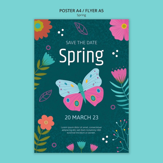 PSD modèle d'affiche de vente de printemps design plat